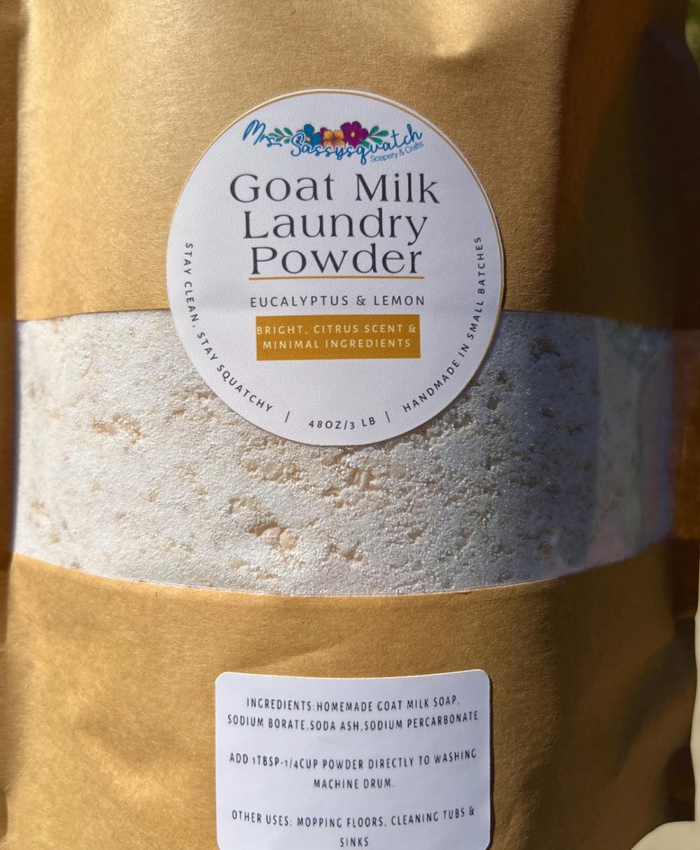 Goat Milk Laundry Powder, 3 lb | Natural Laundry Powder, made with homemade local goat milk soap